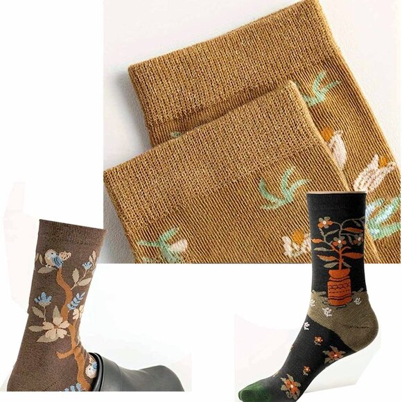 Botanical Patterns, Cotton Socks 5 Pair Med - Picture 3 of 5